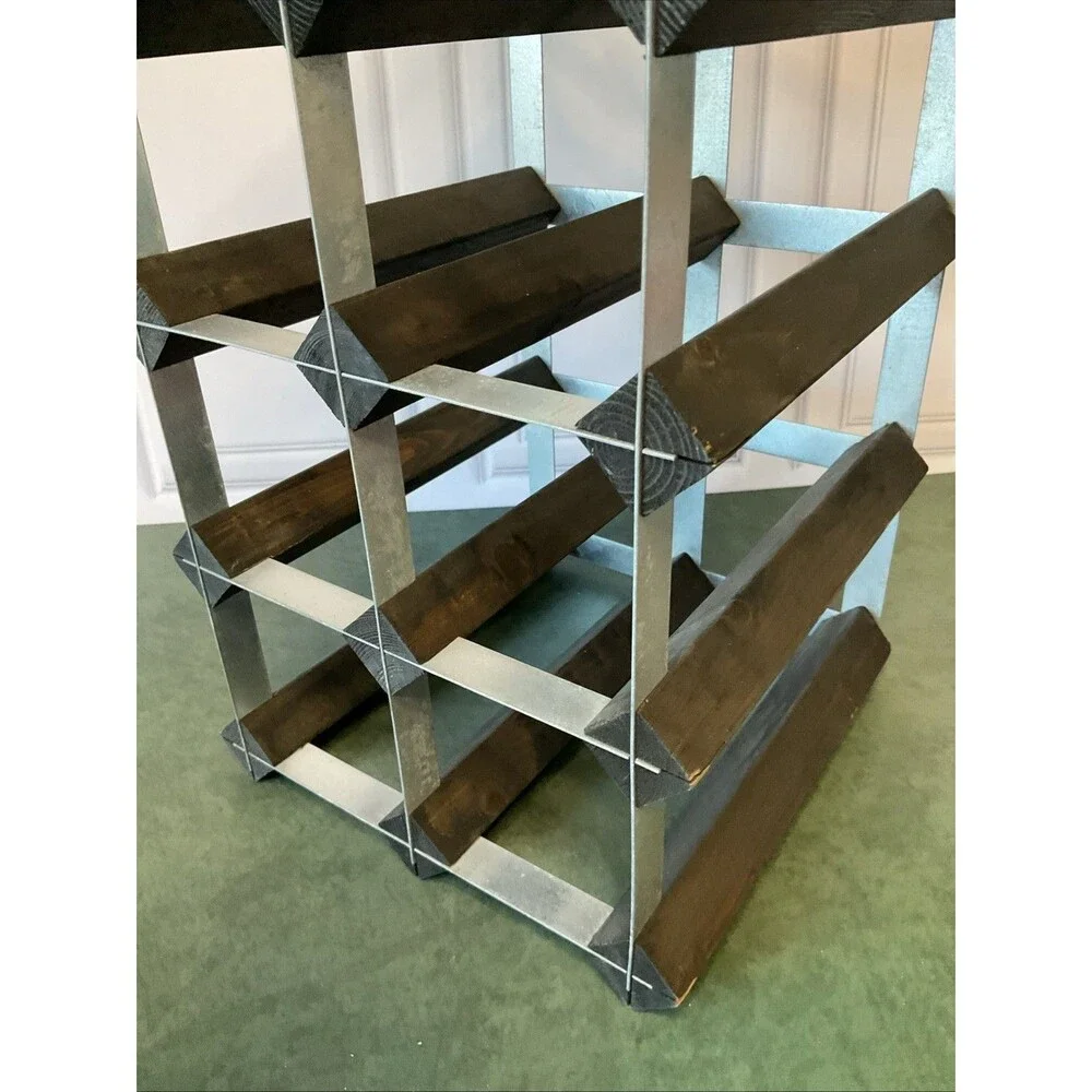 Vintage MCM Wood And Metal Wine Rack.16.5”x 9”
